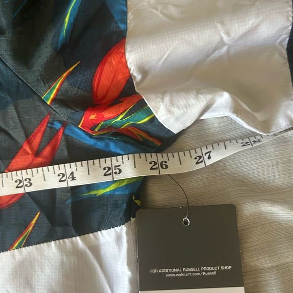 NWT Russell Athletic Men's Windbreaker Hood Jacket. Full zipper White Blue XL - Picture 9 of 14